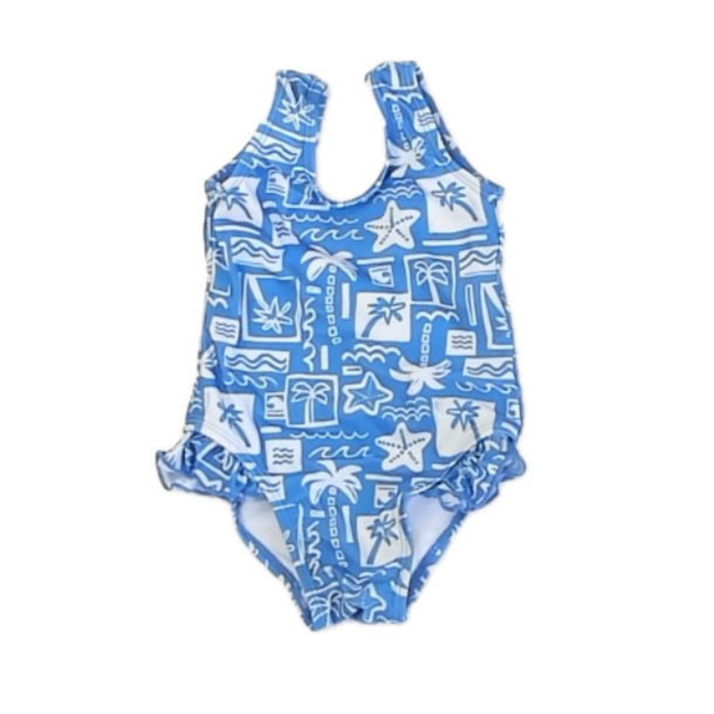 Flap Happy Girls Blue | White 1-piece Swimsuit size: 12 Months